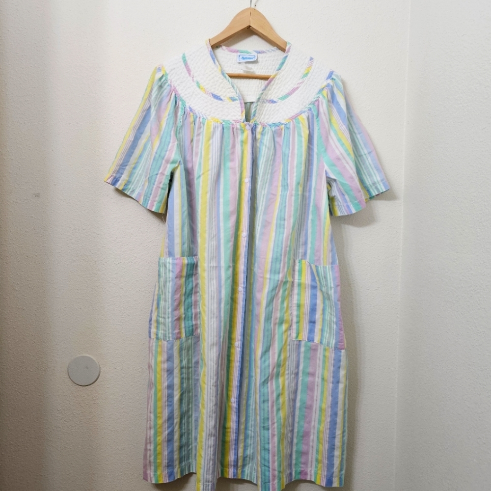 Vintage National Stripe House Coat MuMu Robe